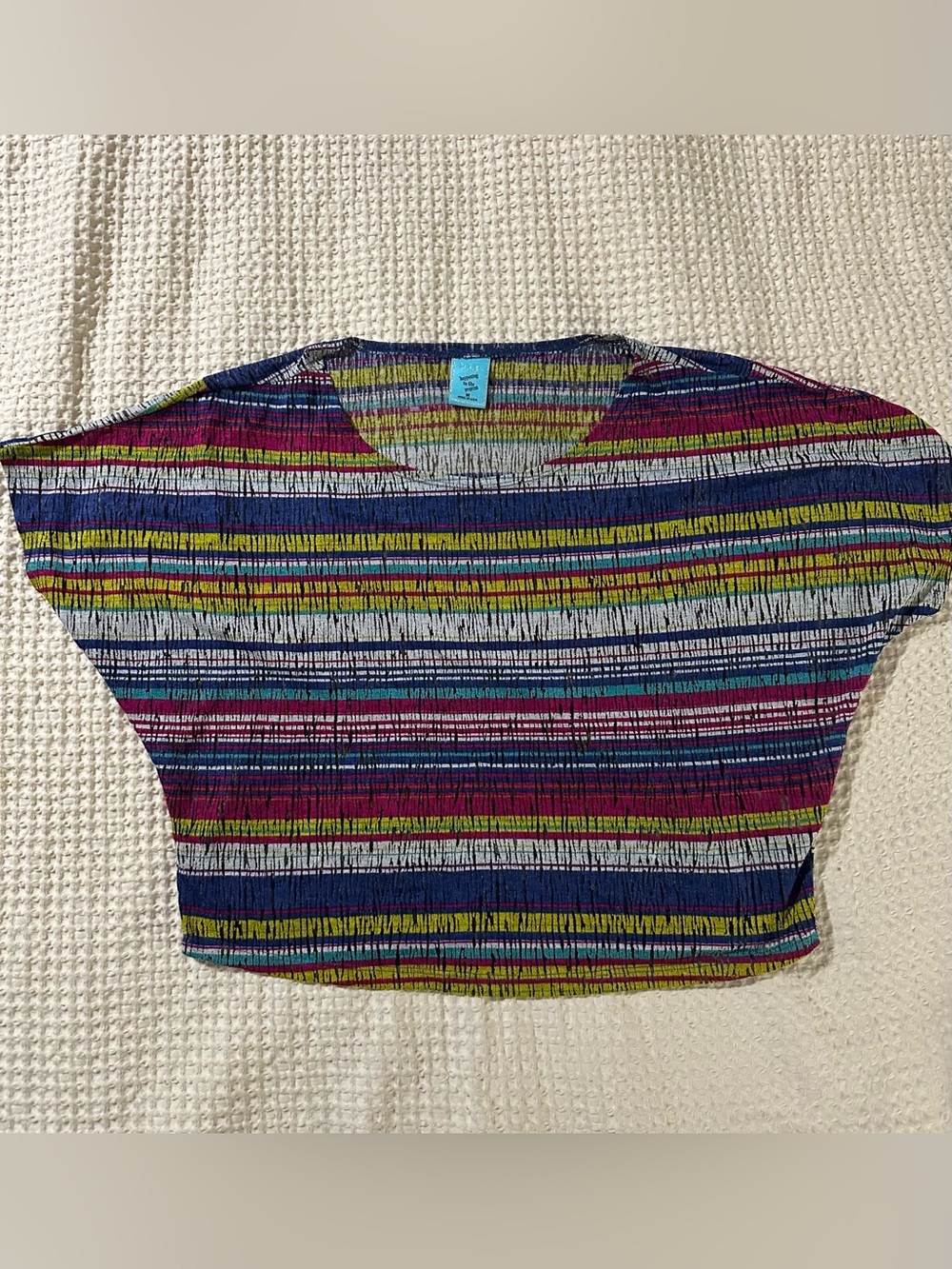 h.i.p. Y2K Striped Crop Top in Blue, Pink, Green, Yellow